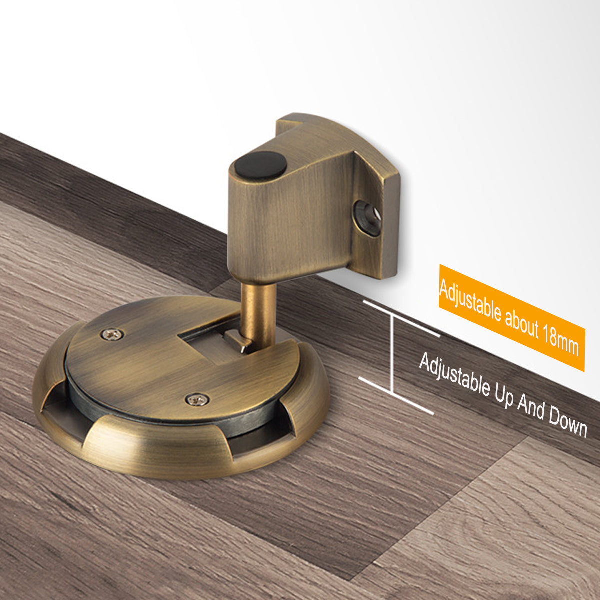 Floor-Mount Door Stop with Adjustable Push-Lock