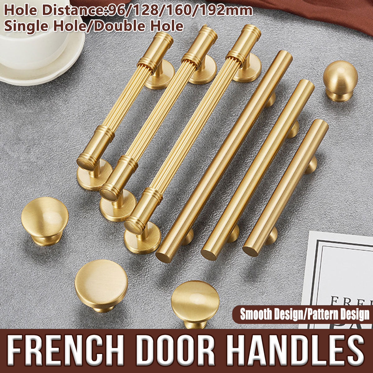 Solid Brass Cabinet Handle with 5 Hole Distances