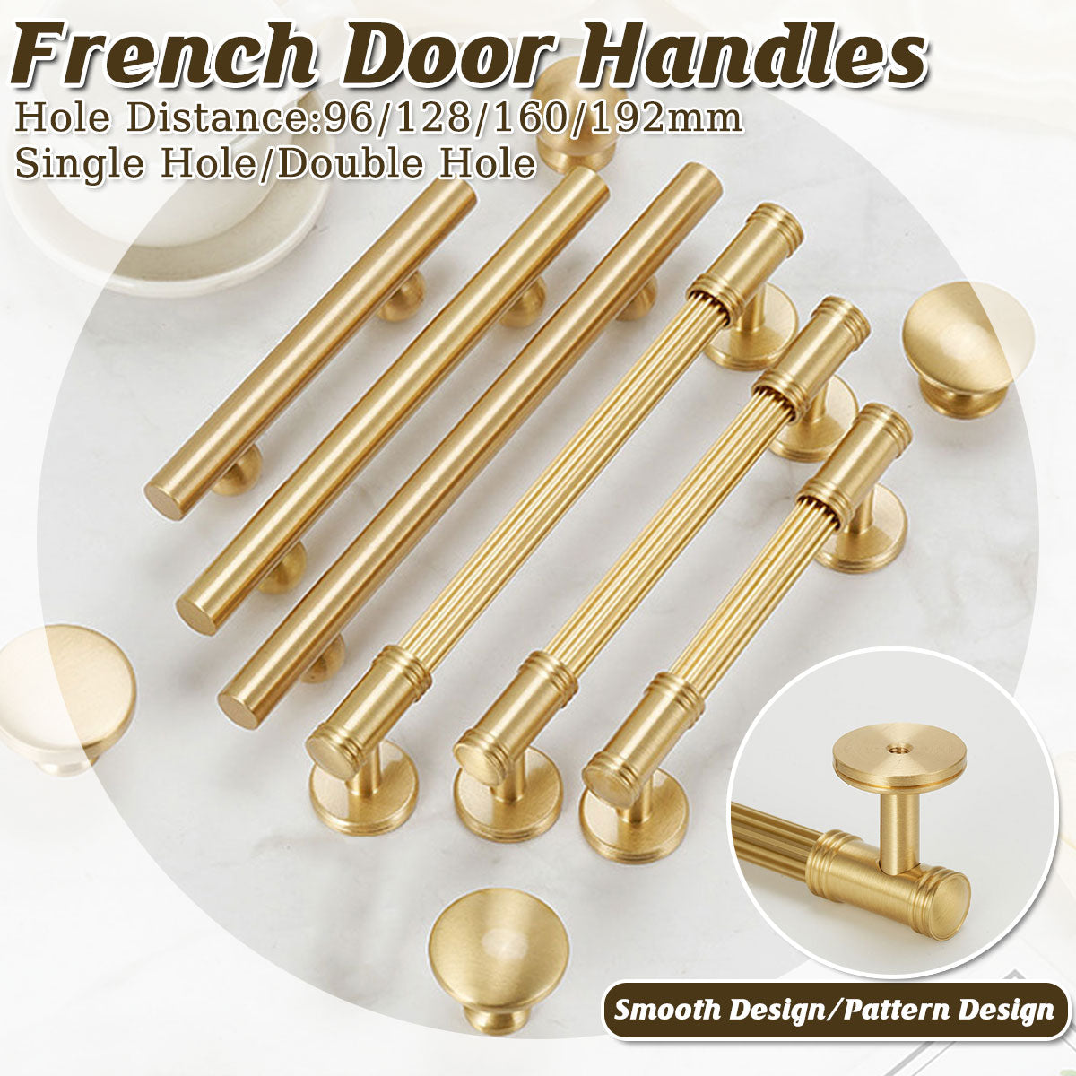 Solid Brass Cabinet Handle with 5 Hole Distances