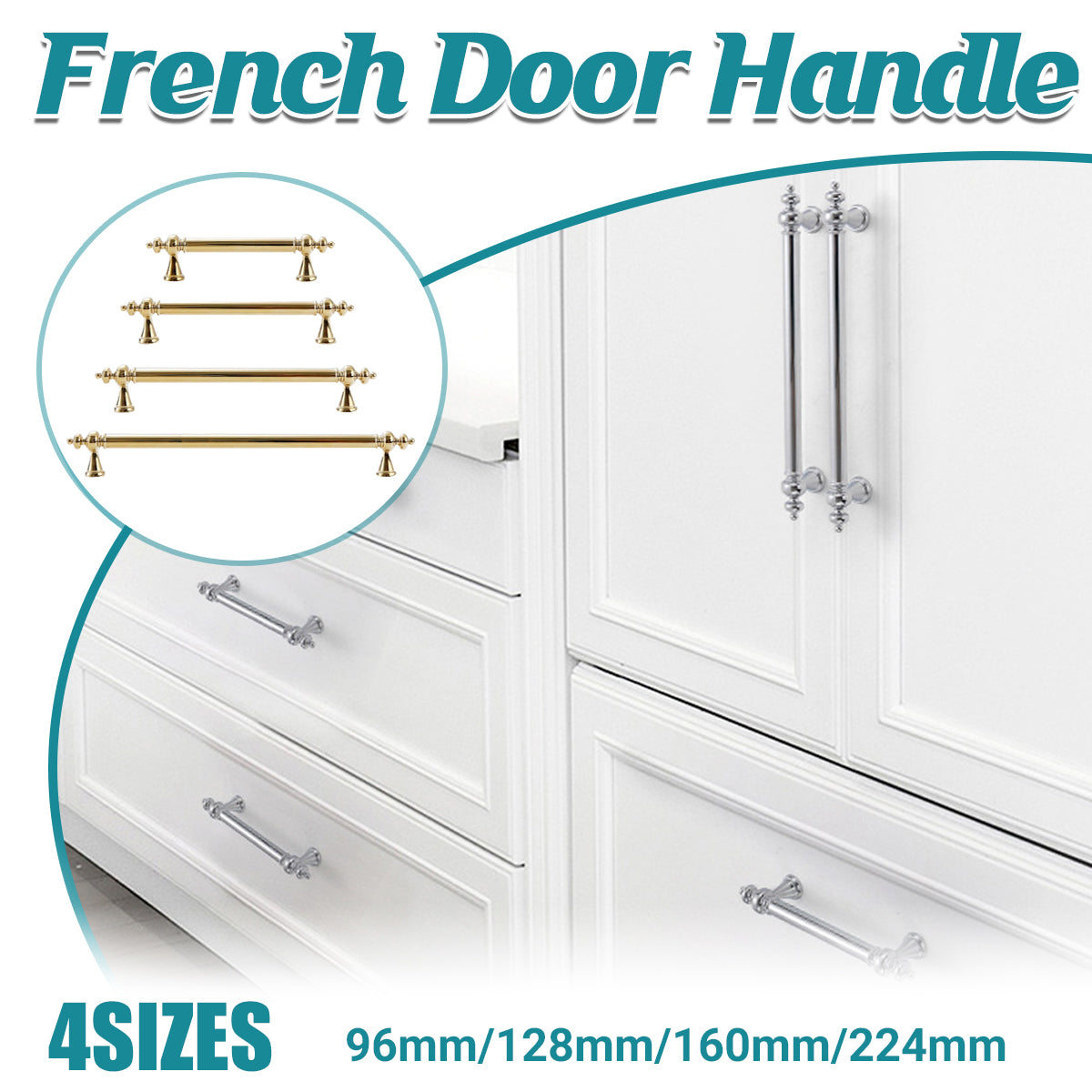 French Brass Cabinet Handle with Plated Finish