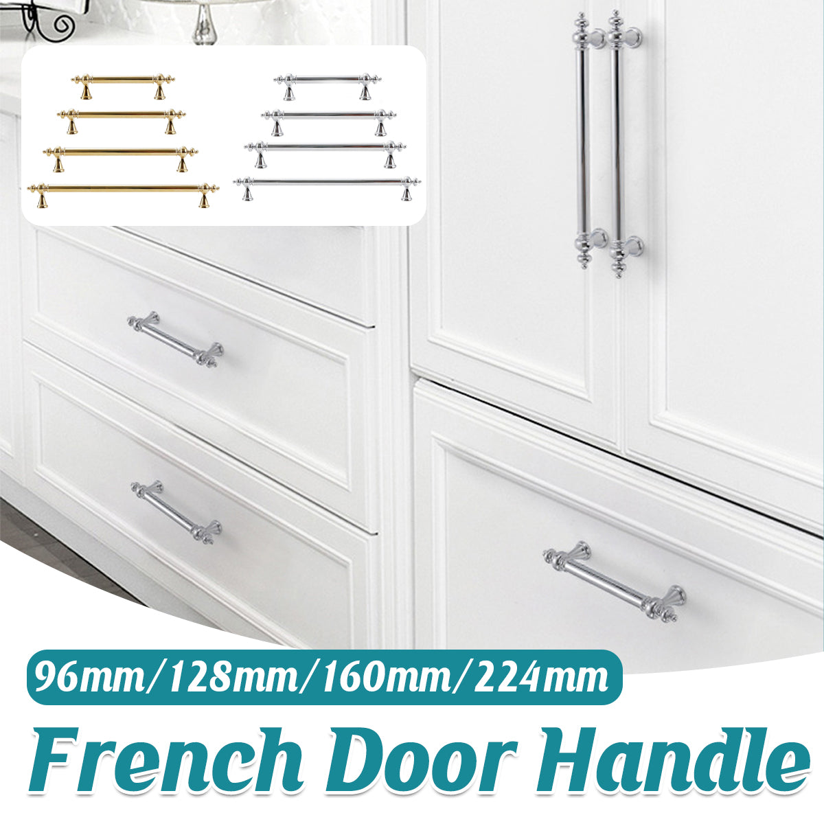 French Brass Cabinet Handle with Plated Finish