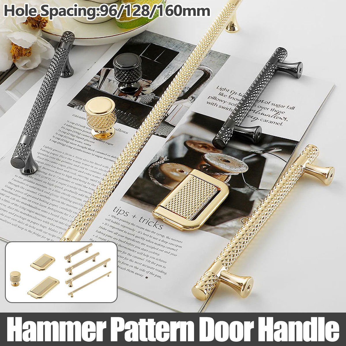 2 Finishes Hammer-Patterned Wardrobe Door Handles Set