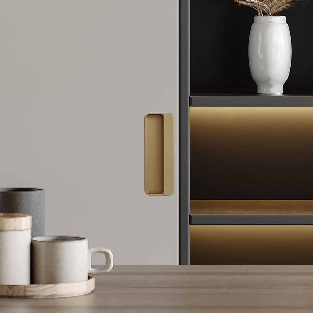 Recessed Cabinet Handle for Sliding Doors 3 Colours