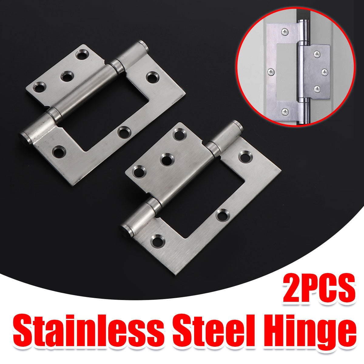 2 Pcs Stainless Steel Square Hinges Parent-Child Hinges for Folding Door