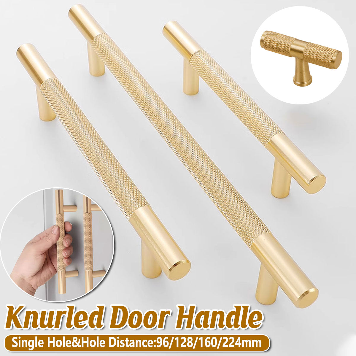Gold Knurled Full Copper Cabinet Handle for Drawers