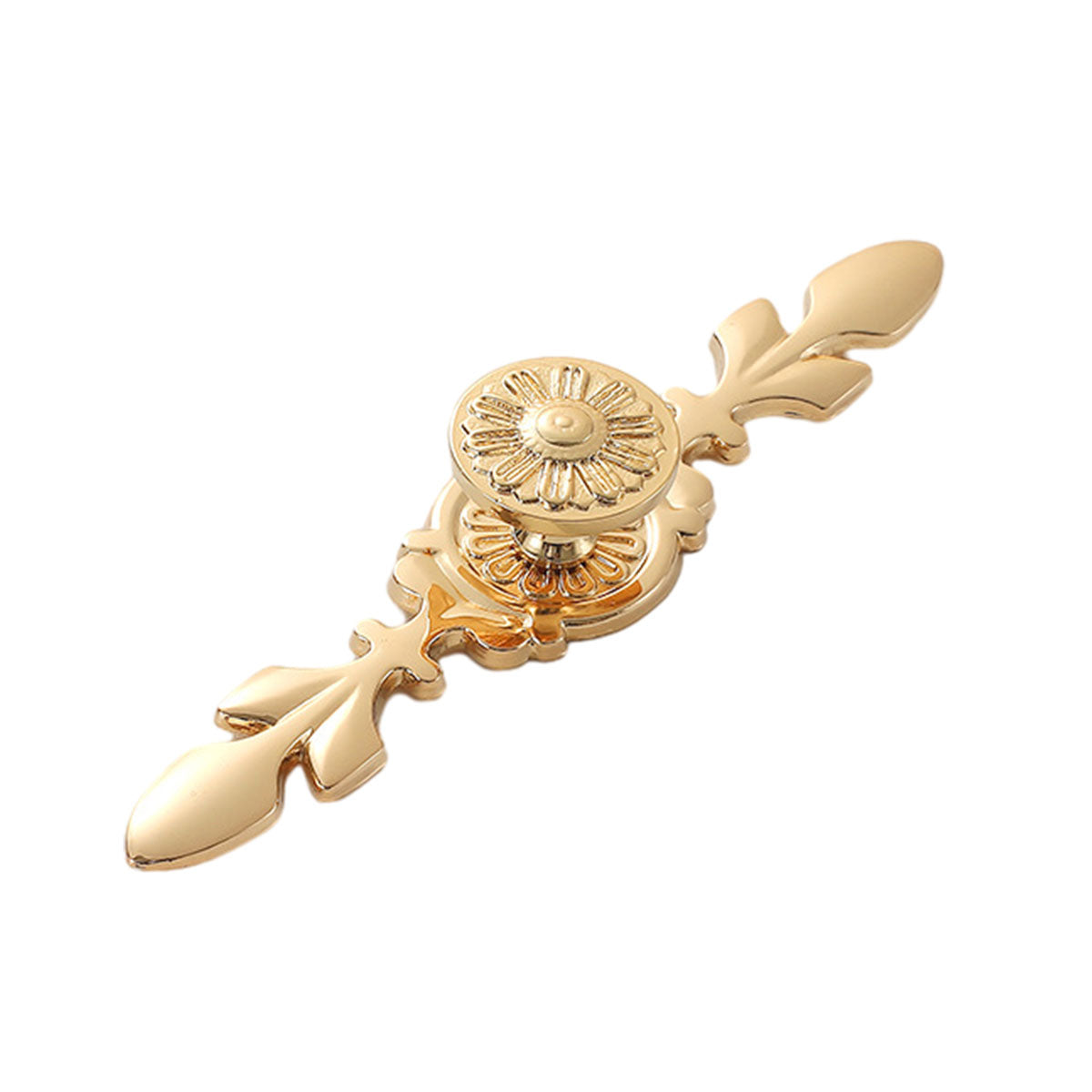 Gold Finish Copper Cabinet Handle with Carved Design