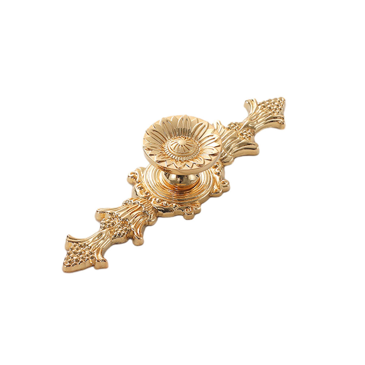 Gold Finish Copper Cabinet Handle with Carved Design