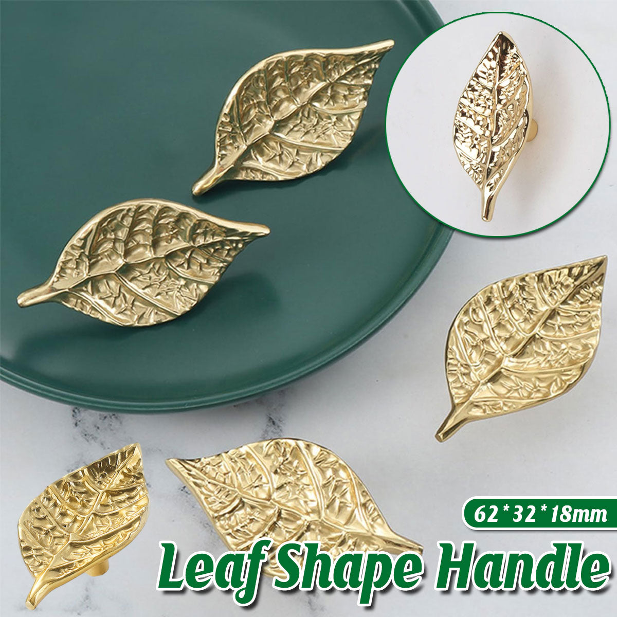 Gold Leaf Shape Metal Cabinet Handle for Drawers and Doors