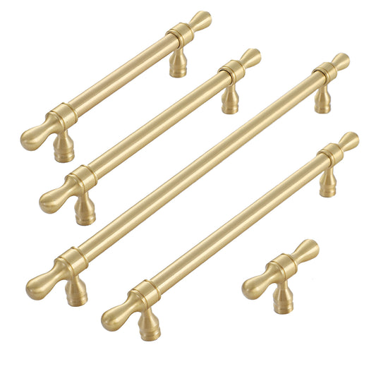Brass Cabinet and Drawer Handle in Gold with 96–224mm Sizes