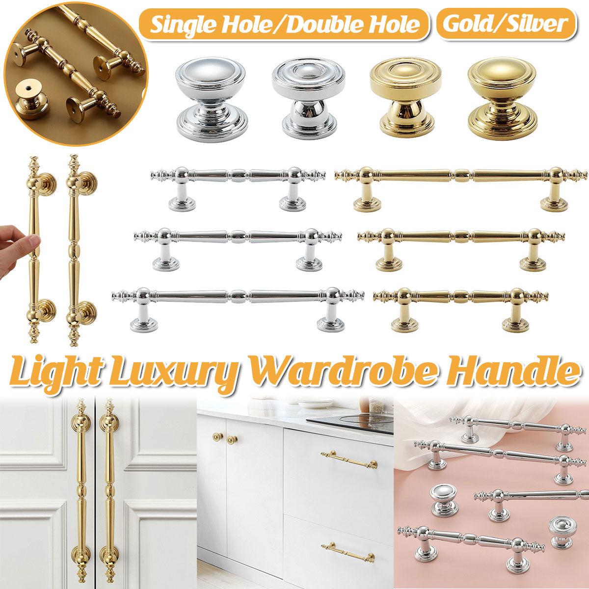 All-Copper Wardrobe Handle with 96/128mm Spacing