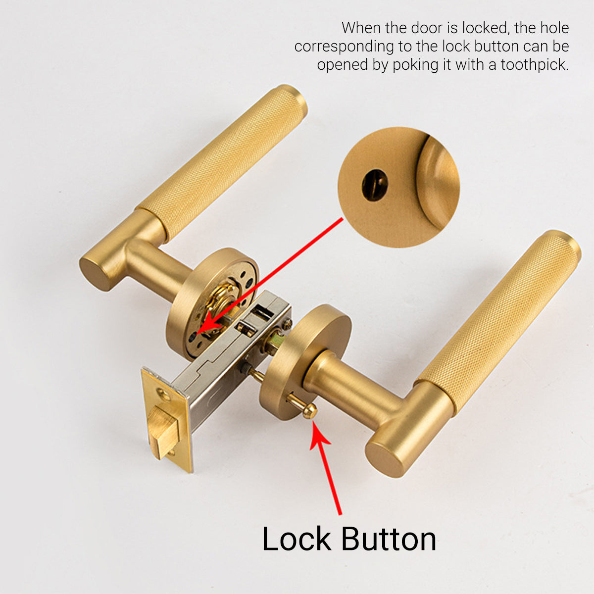 Door Lock Set with Knurled Handle and Privacy