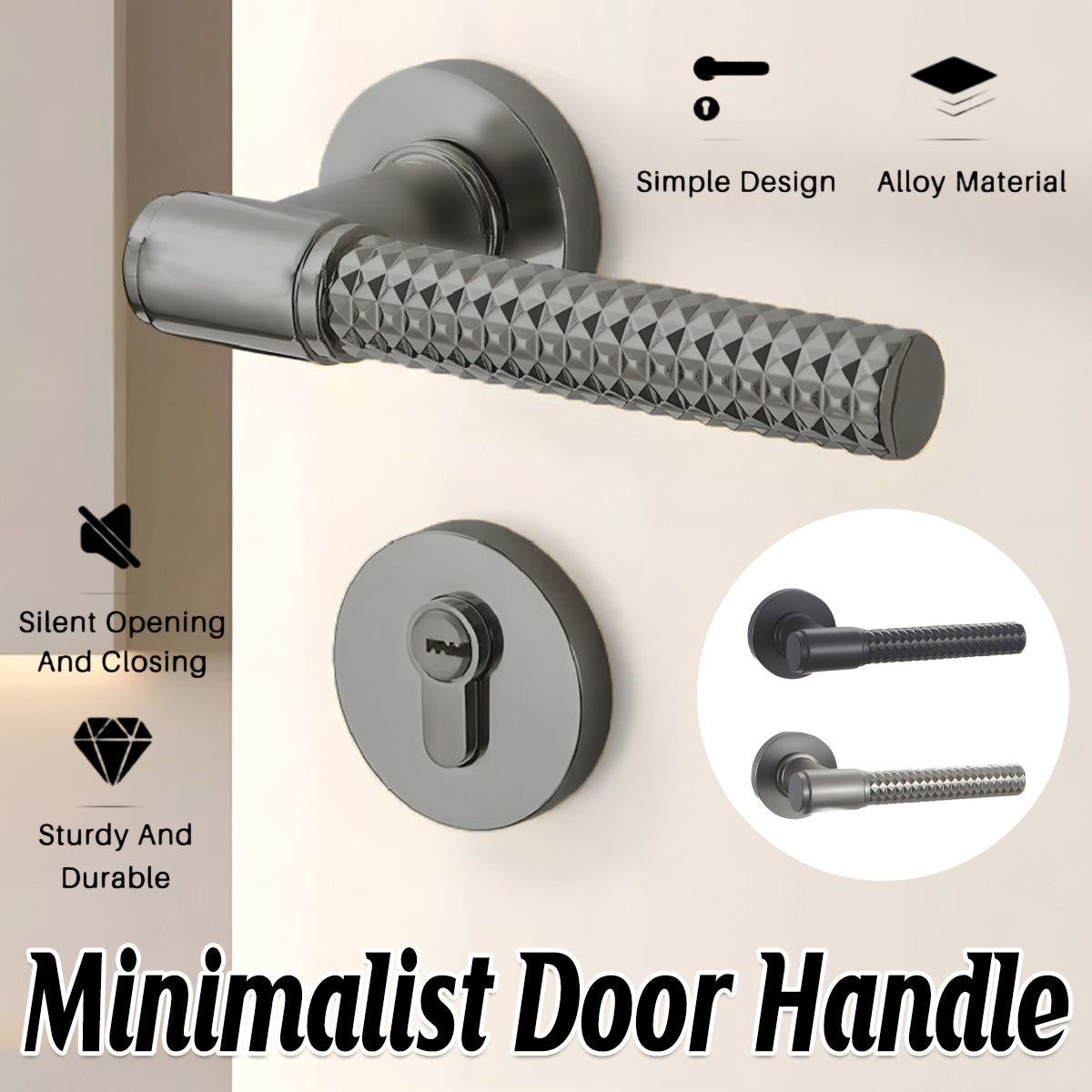 Knurled Interior Door Handle Set Zinc Alloy