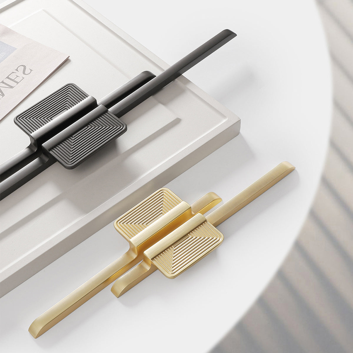 Modern Cabinet Handle Solid Alloy in Gold or Black