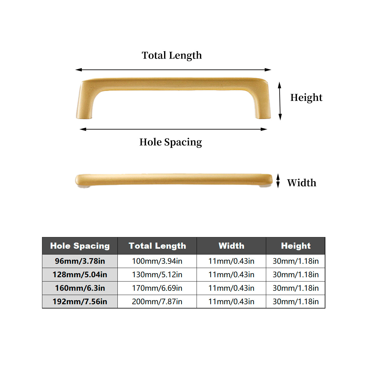 Solid Brass Cabinet Handle with Brushed Brass Finish