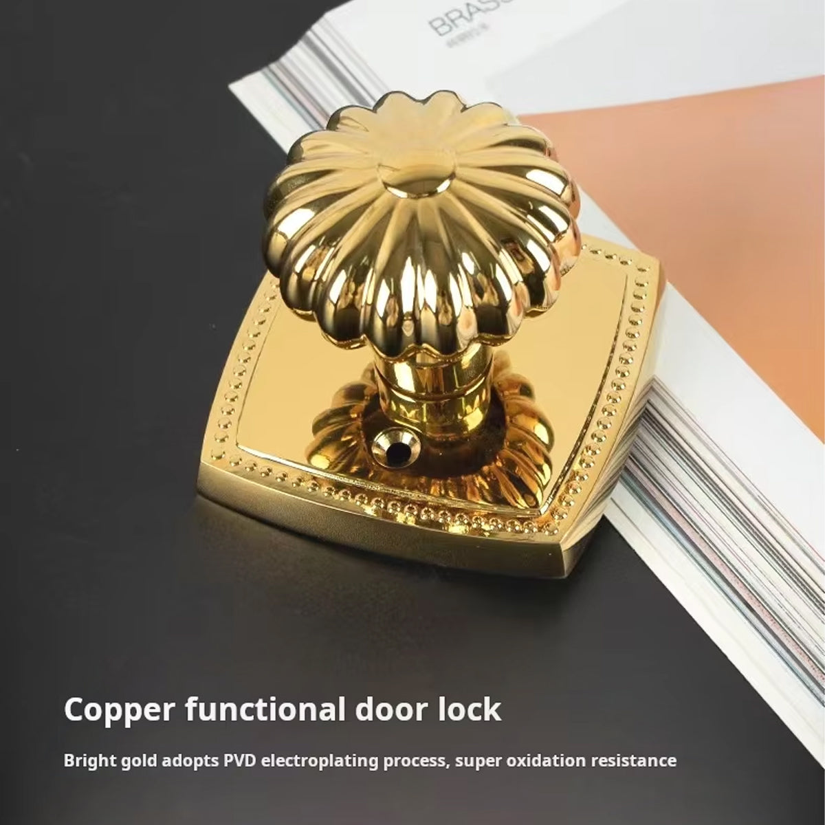 Pumpkin Brass Interior Door Lock with Silent Ring Design