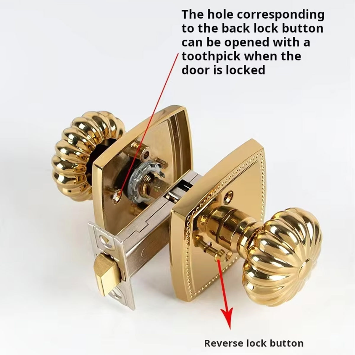 Pumpkin Brass Interior Door Lock with Silent Ring Design