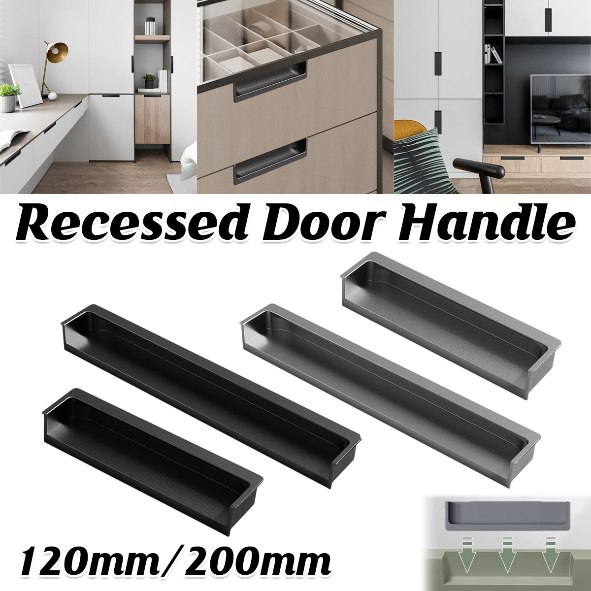 Recessed Cabinet Handle with Hidden Slot Pull