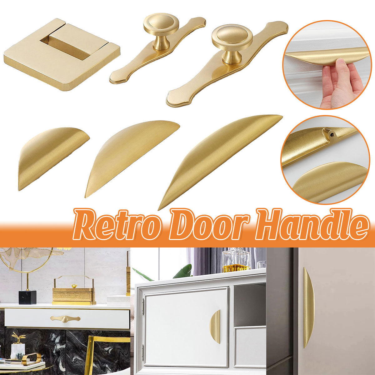 Multi-Size Pure Copper Cabinet Door Handle Electroplated