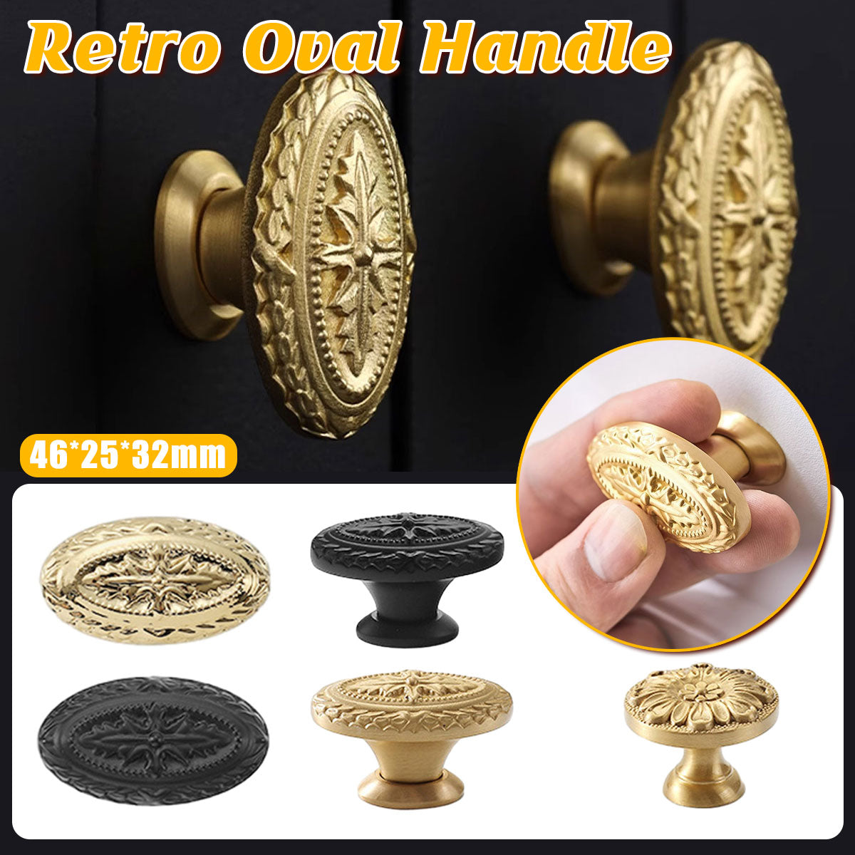 Oval Vintage Drawer Pull with Electroplated Finish