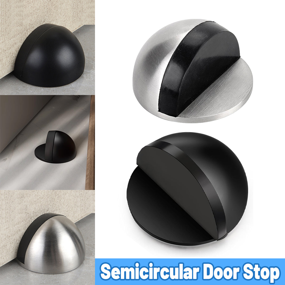 45mm Round Floor-Mount Door Stop with Rubber Bumper