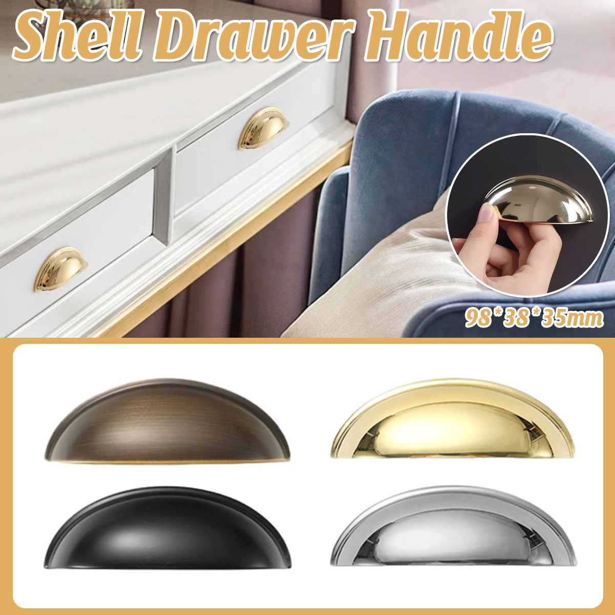Shell Cabinet Handle Single-Hole with Electroplated Finish