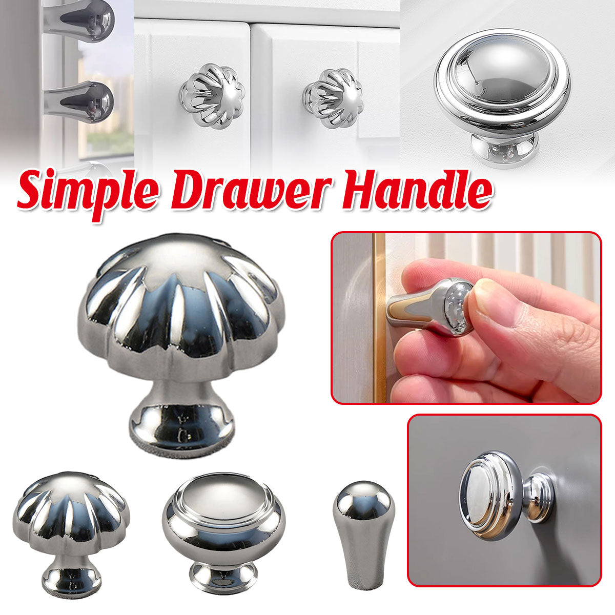 Bright Silver Copper Cabinet Knob Single-Hole