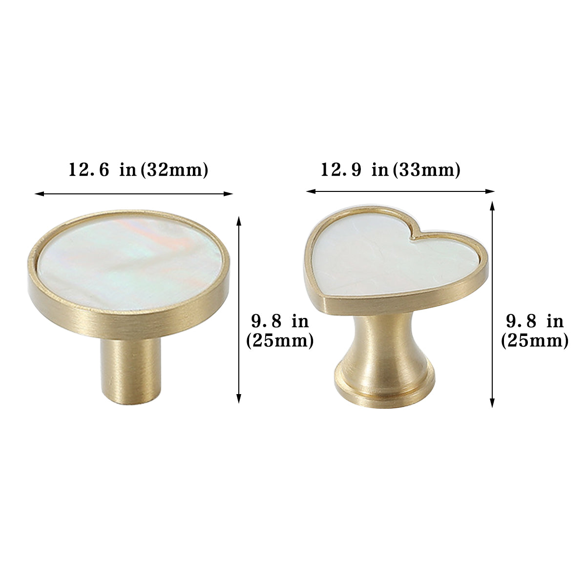 2 Shapes Brass Drawer Handle with Mother-of-Pearl Inlay