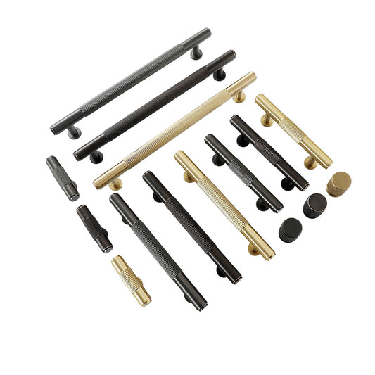 Modern Striped Metal Cabinet Handle in Gold or Black