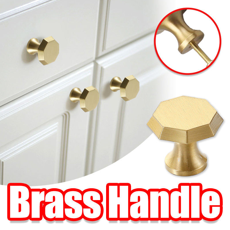 Octagonal Solid Brass Cabinet Handle with Brushed Finish