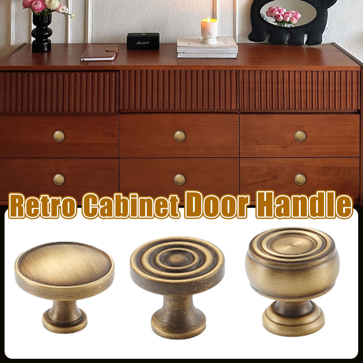 Retro Copper Alloy Cabinet Handle with Antique Brushed Finish