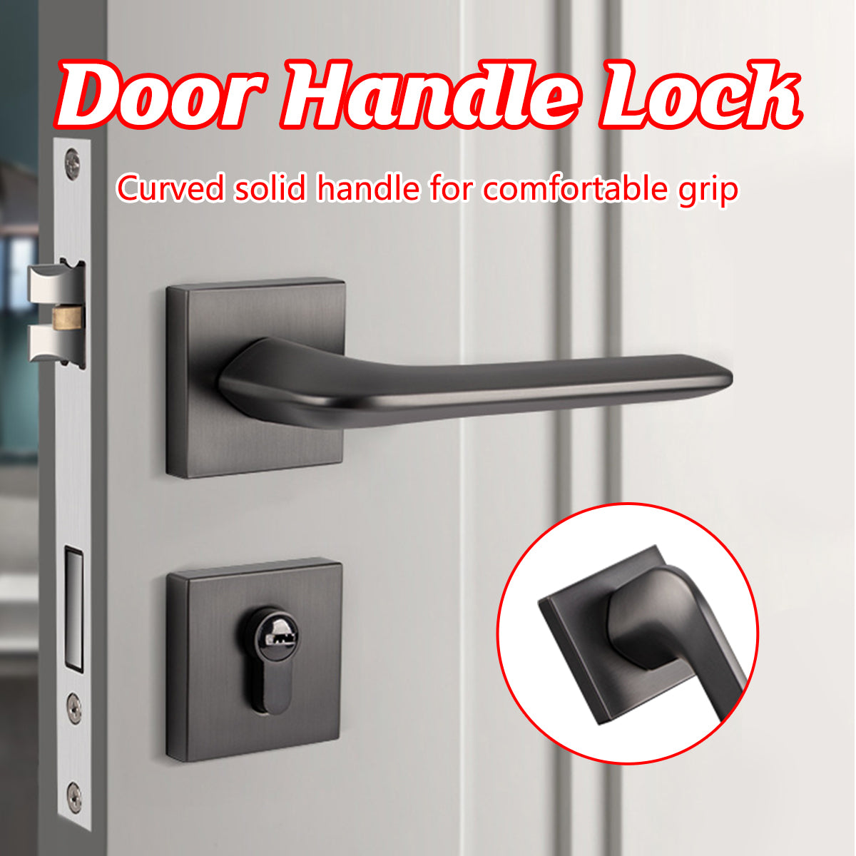 Interior Door Handle Lock Set with Matte Finish Silent Lock