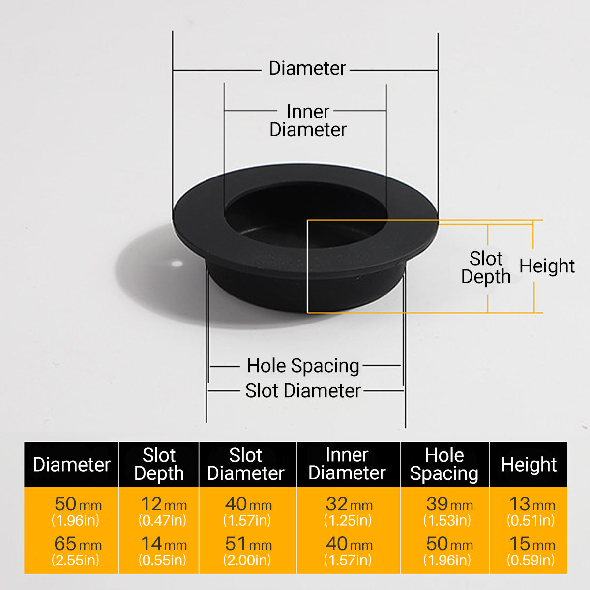 Round Recessed Pull Handle in 304 Stainless