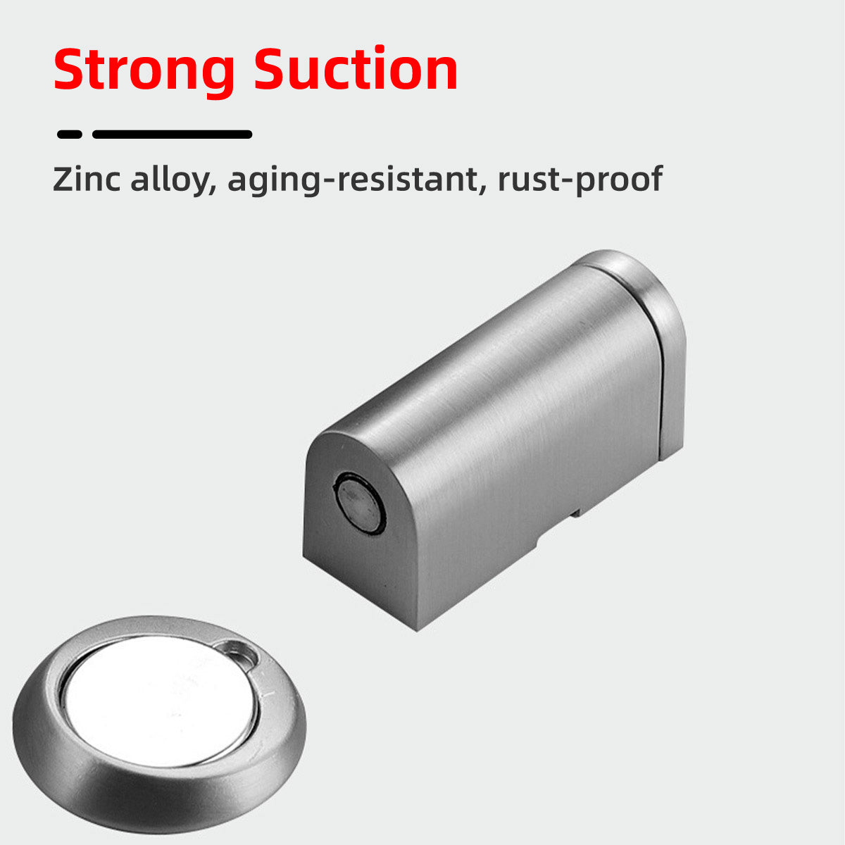 Silver Zinc Alloy Magnetic Stoppers Floor Mount Adjustable Height