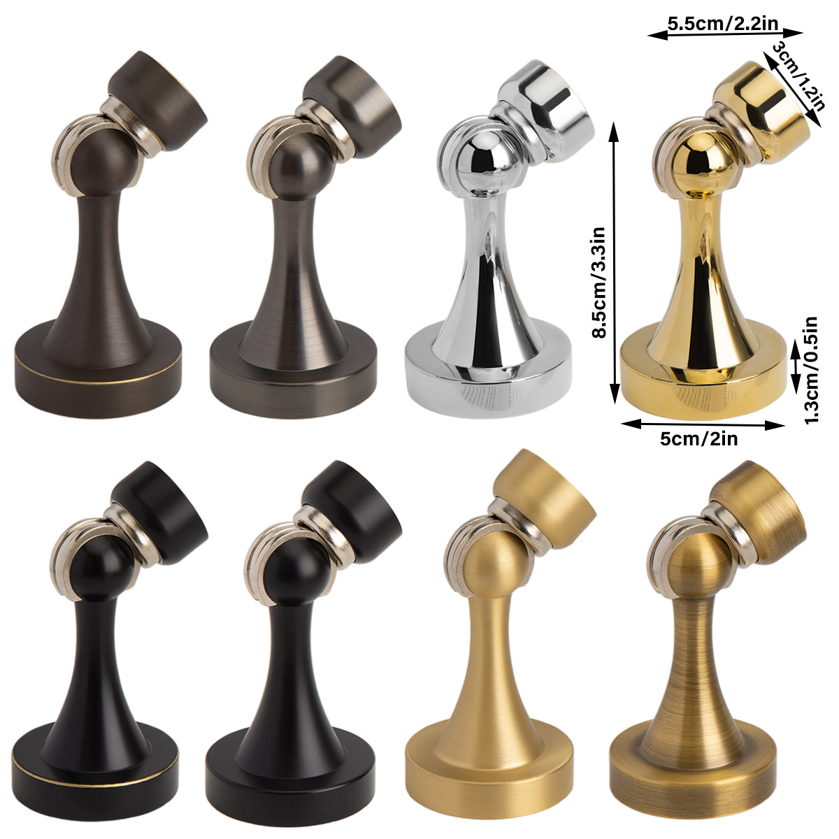 Bright Silver Brass Magnetic Stoppers Wall/Floor Mount