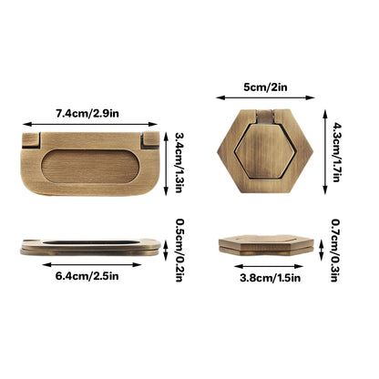 Copper Cabinet Handle with Foldable Ring Pull