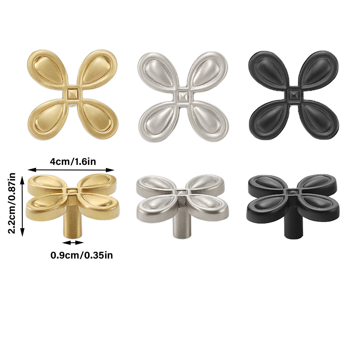 Silver Brass Cupboard & Cabinet  Four-Petal Design Knob 40x22x9mm