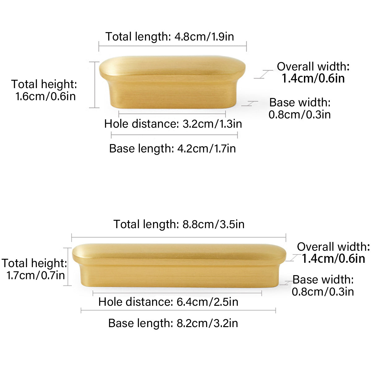 Brushed Brass Cupboard & Cabinet Door Pull Handle 32mm & 64mm