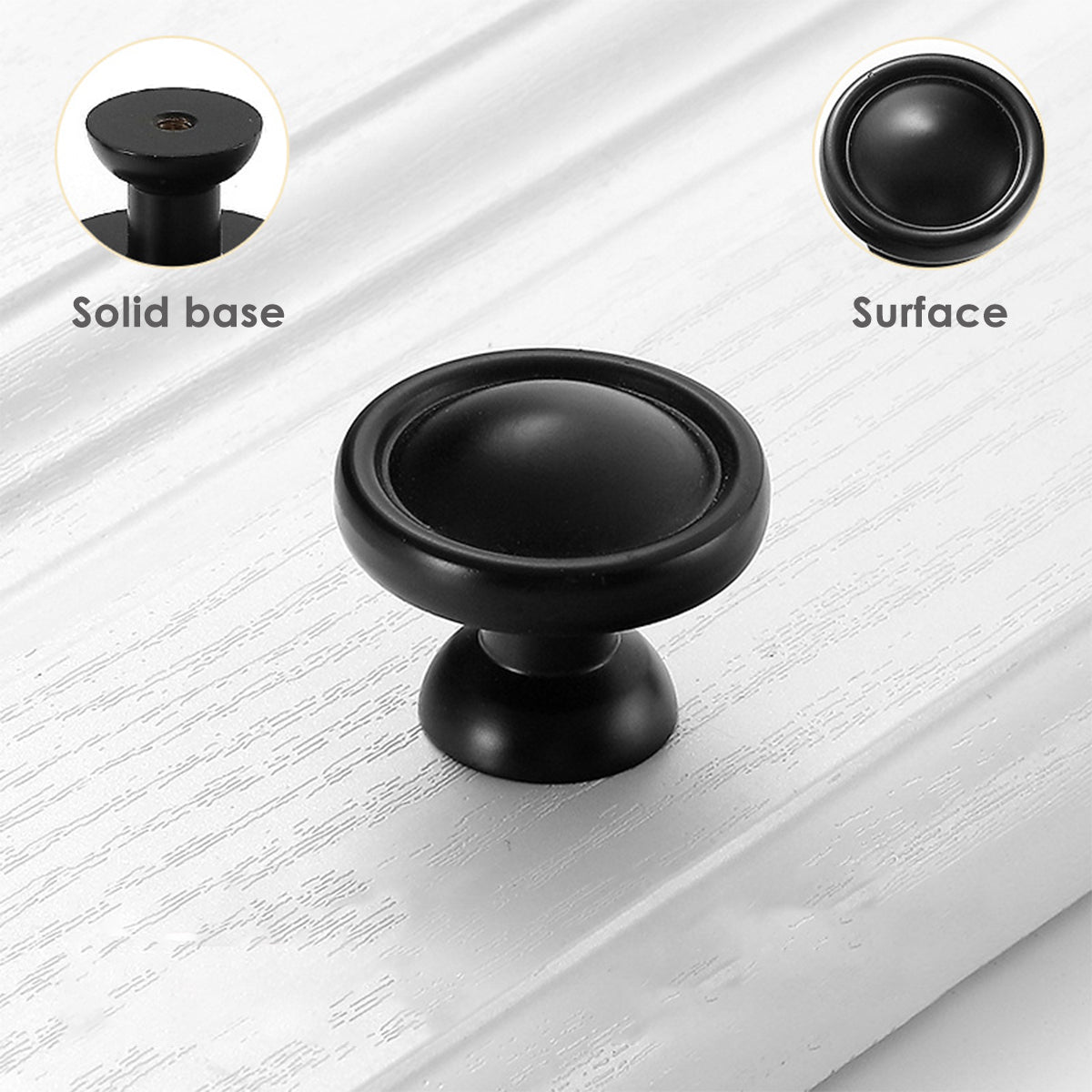Matte Black Brass Cupboard & Cabinet Round Knob 1-Hole Mount
