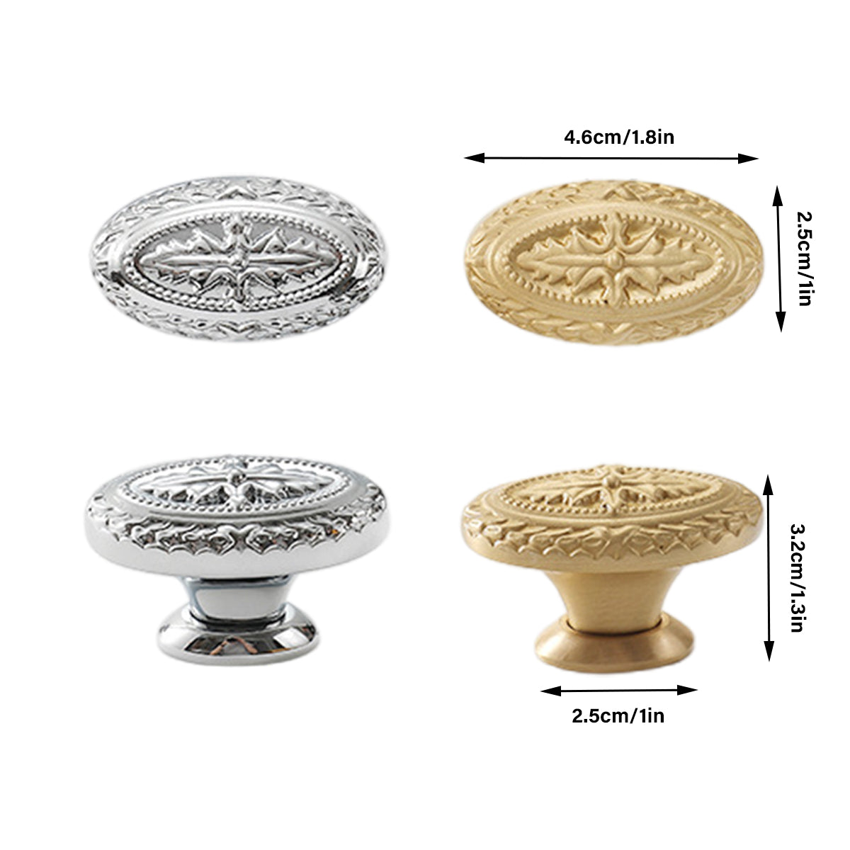 Oval Retro Cabinet Handle Zinc Alloy with Classic Design