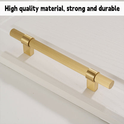 Solid Brass Knurled Cabinet Pulls in Gold Finish