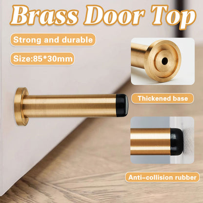 Brass Bathroom Door Stopper Wall-Mount with Rubber Tip