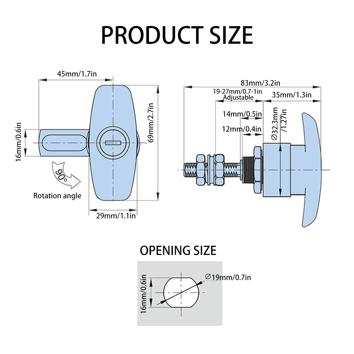 Black Galvanized Steel PA Cabinet Door Lock Latches