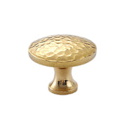 Brushed Brass Cupboard & Cabinet Door Hammered Knob 28x25mm