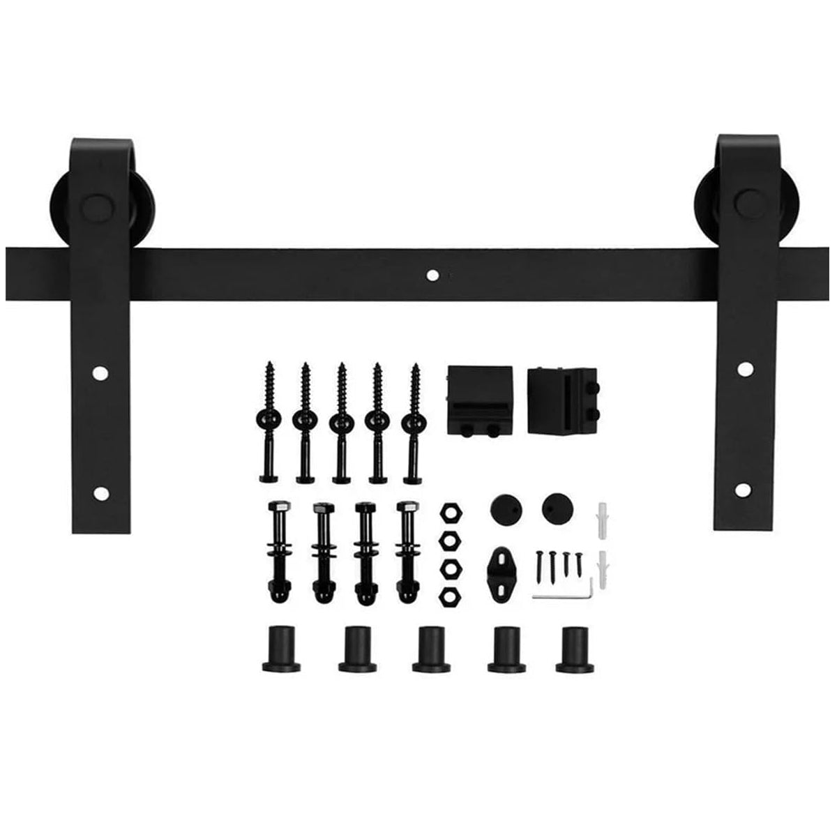 Black Matte Carbon Steel J-Type Barn Door Sliding Rail Hardware Kit