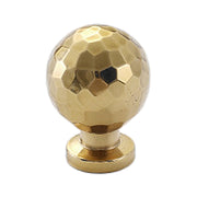 Brushed Brass Cupboard & Cabinet Door Hammered Round Knob 28x32mm