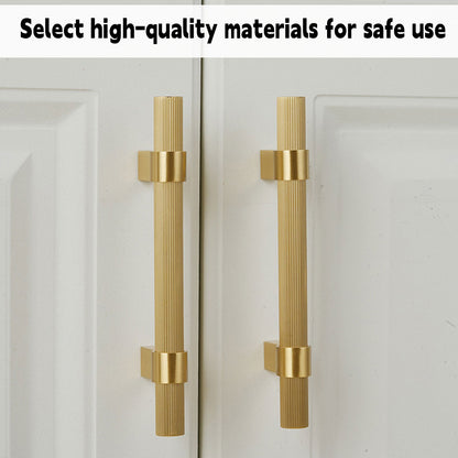Solid Brass Knurled Cabinet Pulls in Gold Finish