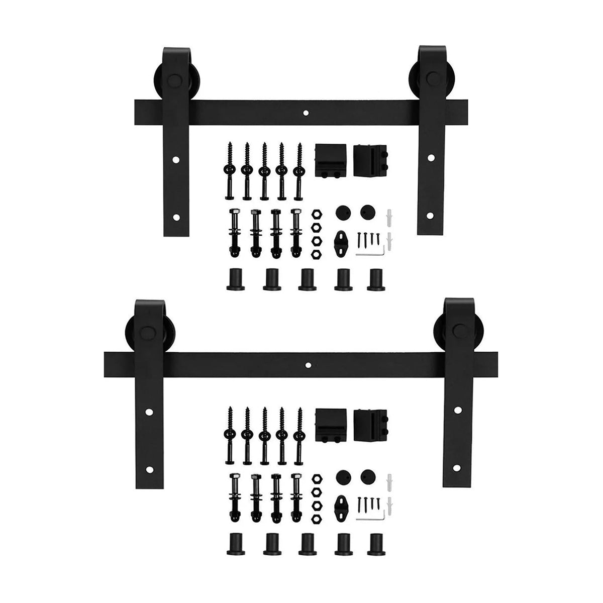 Black Matte Carbon Steel J-Type Barn Door Sliding Rail Hardware Kit