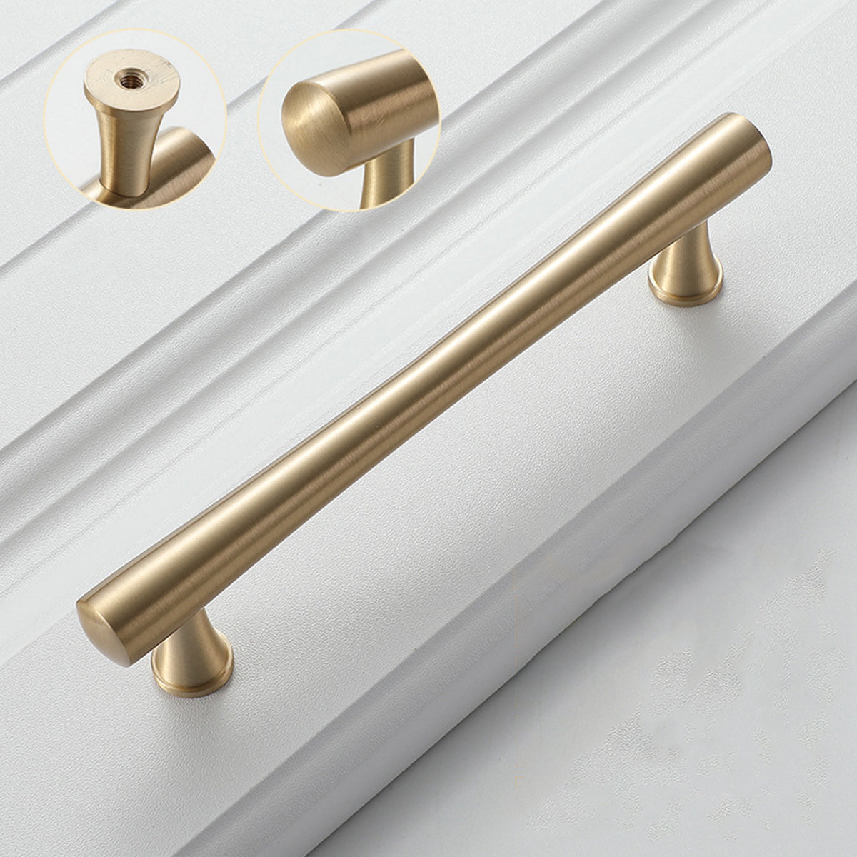 Contemporary Brushed Brass Cupboard & Cabinet Door Pull Handle 64-128mm