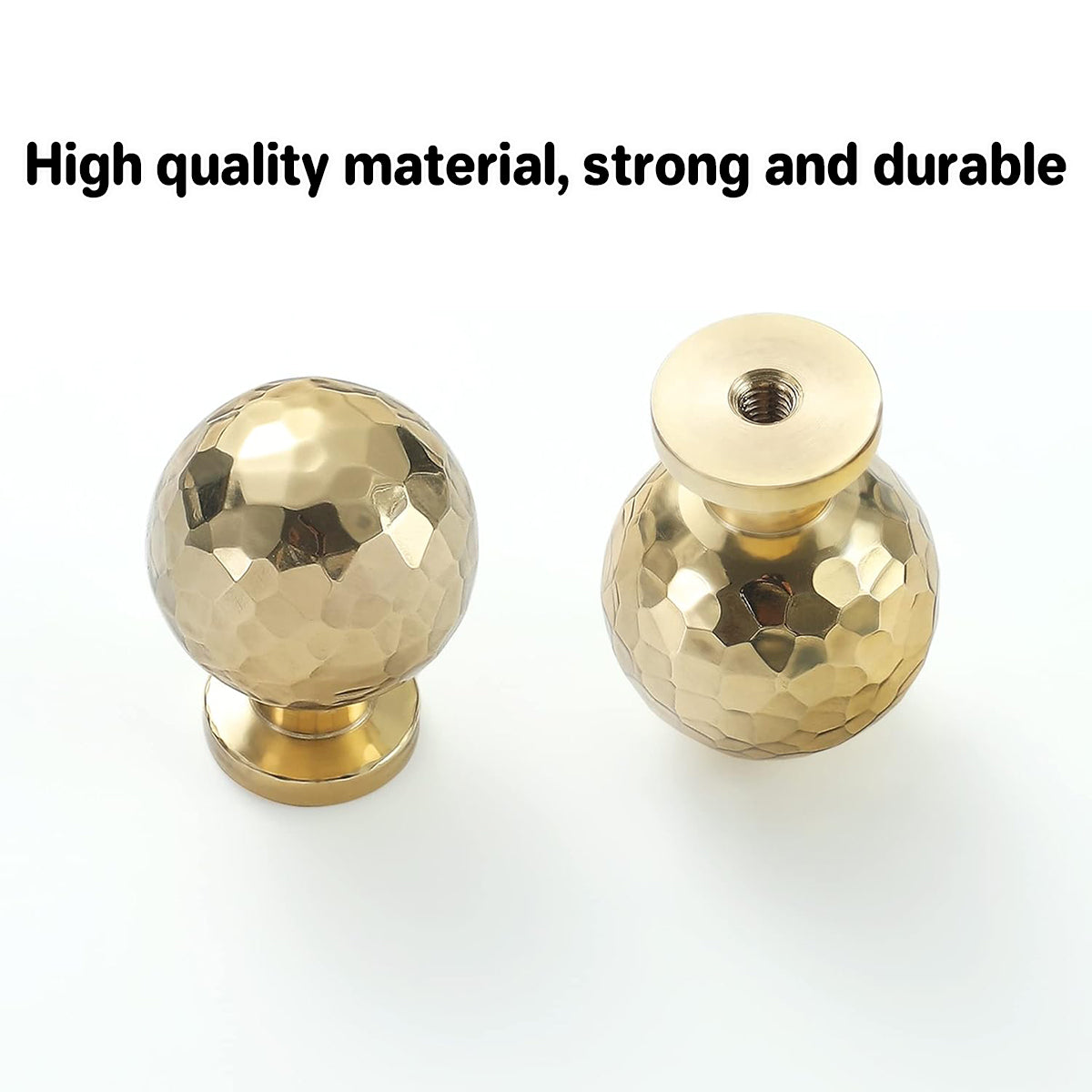Solid Brass Hammered Cabinet Knob with Polished Finish