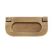 Antique Brass Oval Foldable Ring Pull Cabinet Handle 7.4x3.4cm